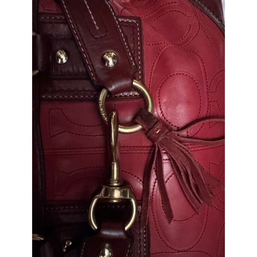 Coach Hampton Legacy Signature C Tote in Burgundy Red - Picture 3 of 8